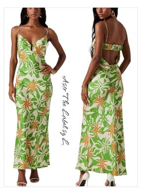 New Astr Cocktail Summer Satin Maxi Dress sz L